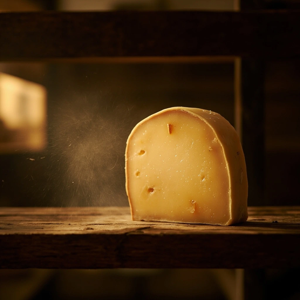 Mezza forma di Parmigiano Reggiano DOP 96 mesi nella cantina storica di Vetto.